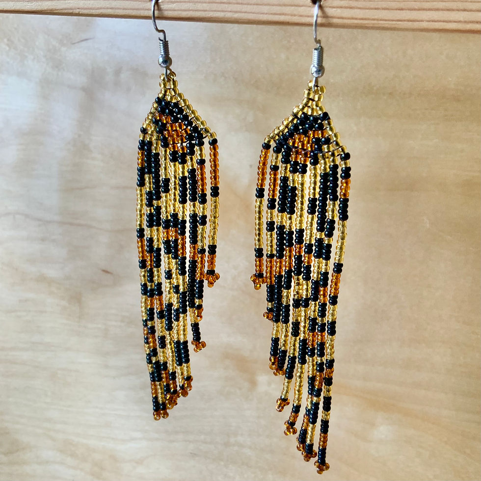 Leopard print fringe beaded earrings at metaphysical crystal shop Canada