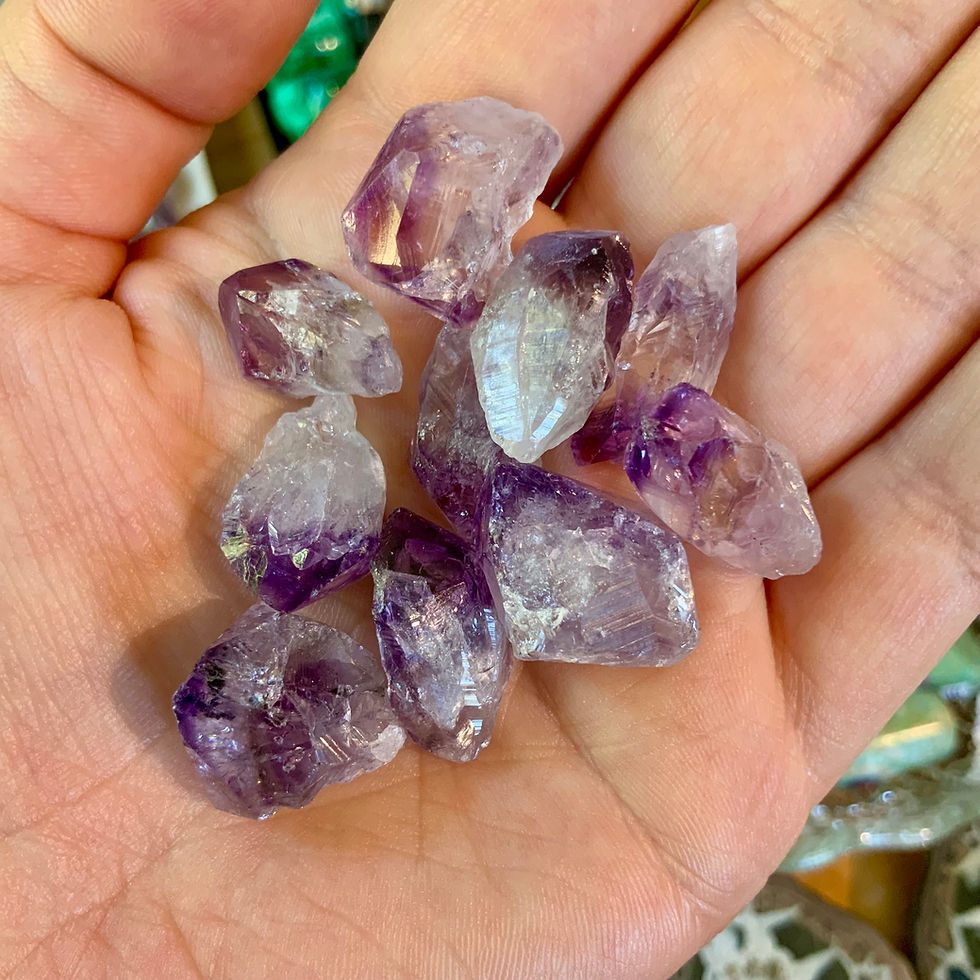 Small amethyst points 7 pieces good for jewelry making or gridding at metaphysical crystal shop Canada