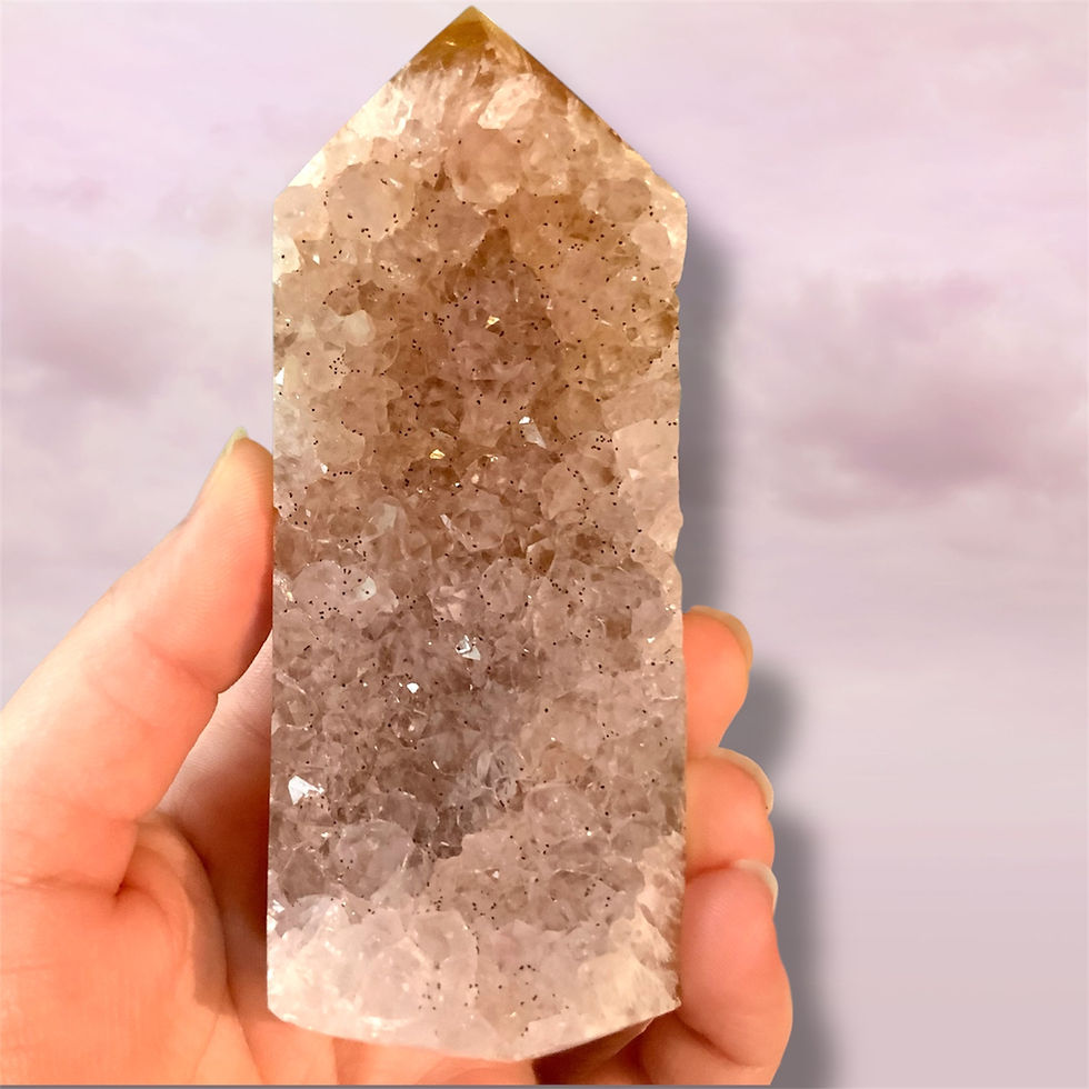 druzy agate tower at metaphysical crystal shop Canada