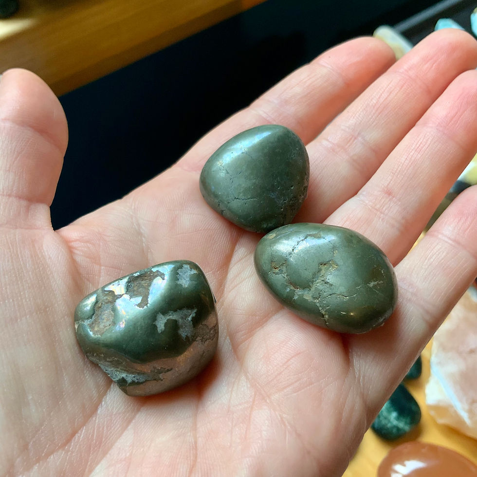 Tumbled pyrite at metaphysical crystal shop