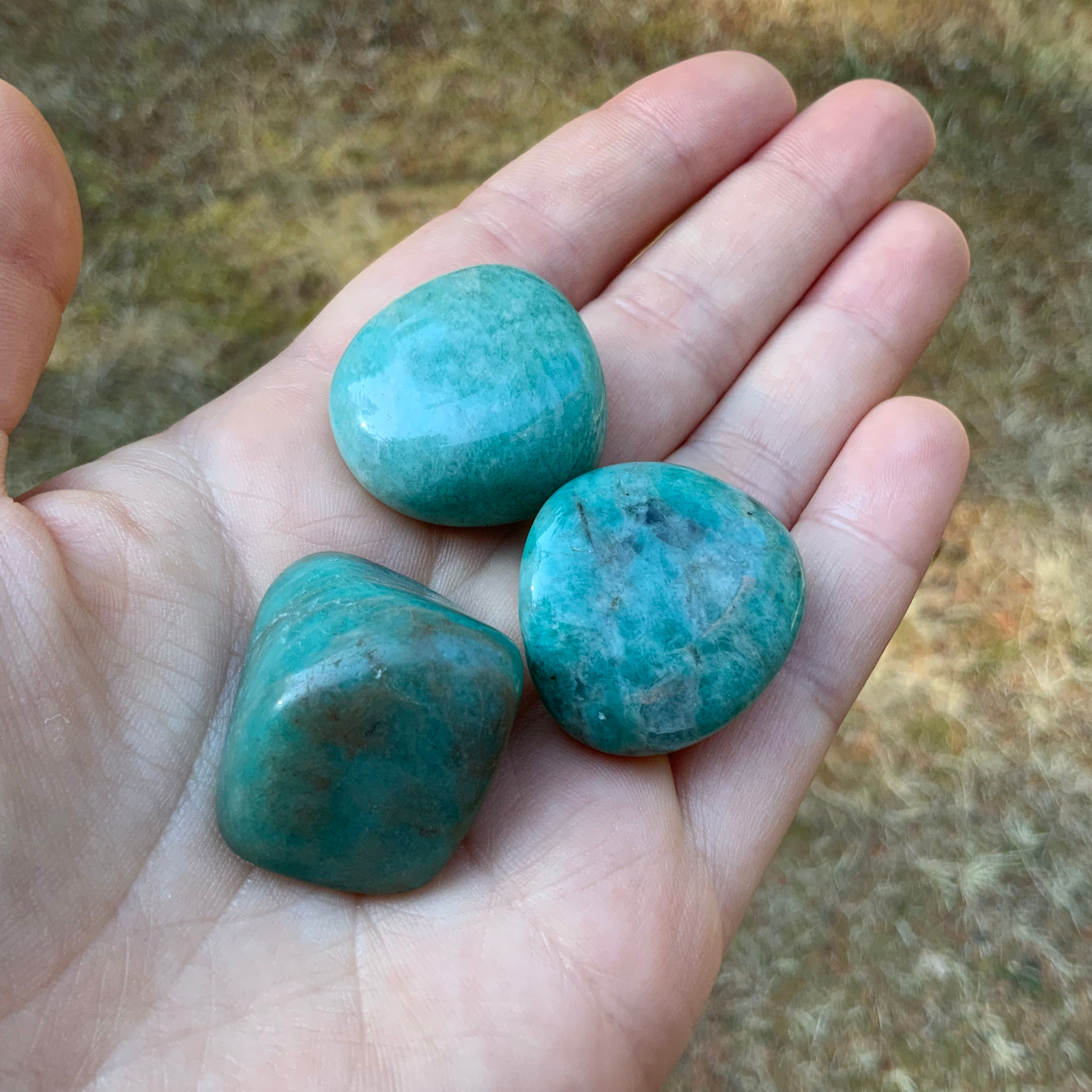 Tumbled Amazonite crystals at metaphysical crystal shop canada