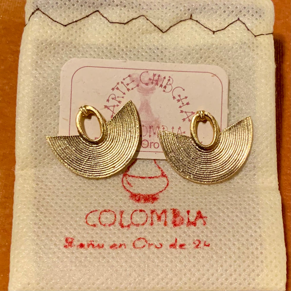 Pre-Columbian Design Gold Coated Stud Earrings Indigenous made in Colombia at metaphysical crystal shop Canada