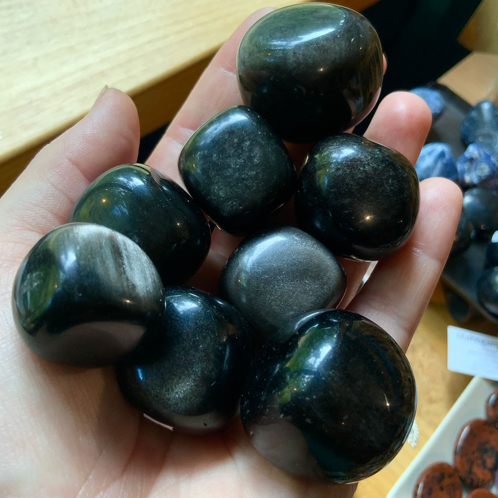 tumbled silver sheen obsidian at metaphysical crystal shop Canada