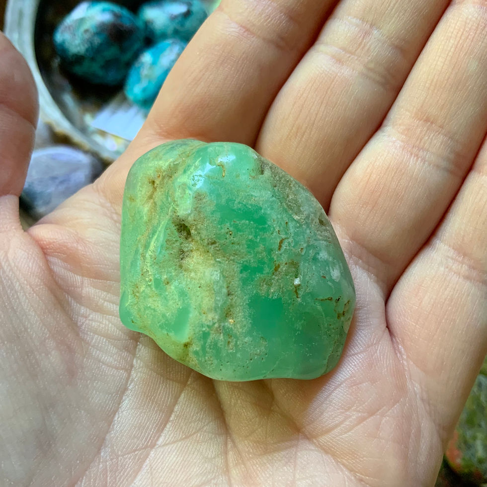 tumbled chrysoprase at metaphysical crystal shop Canada