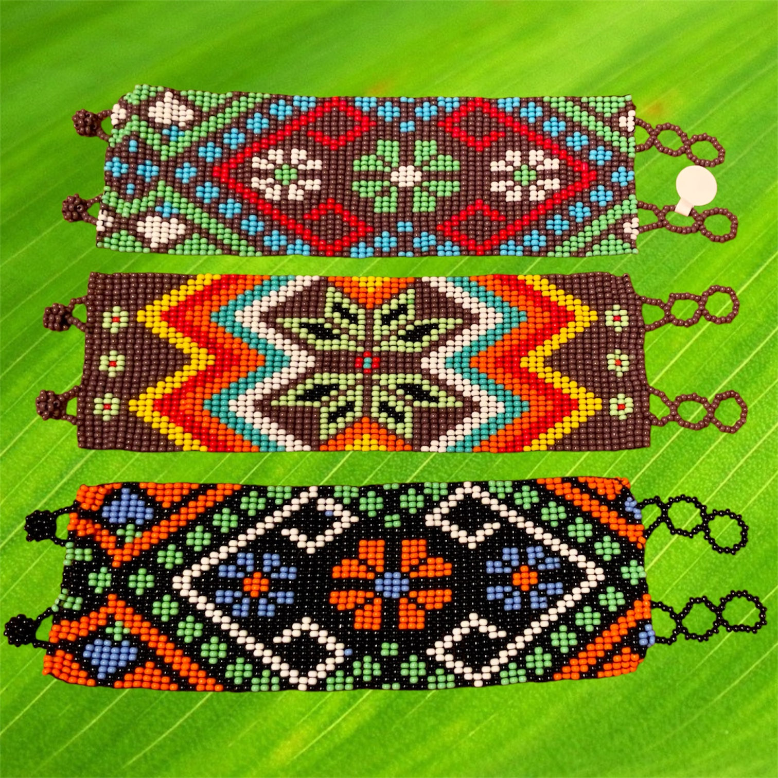 Wide Beaded bracelet indigenous made in Columbia at Metaphysical crystal shop