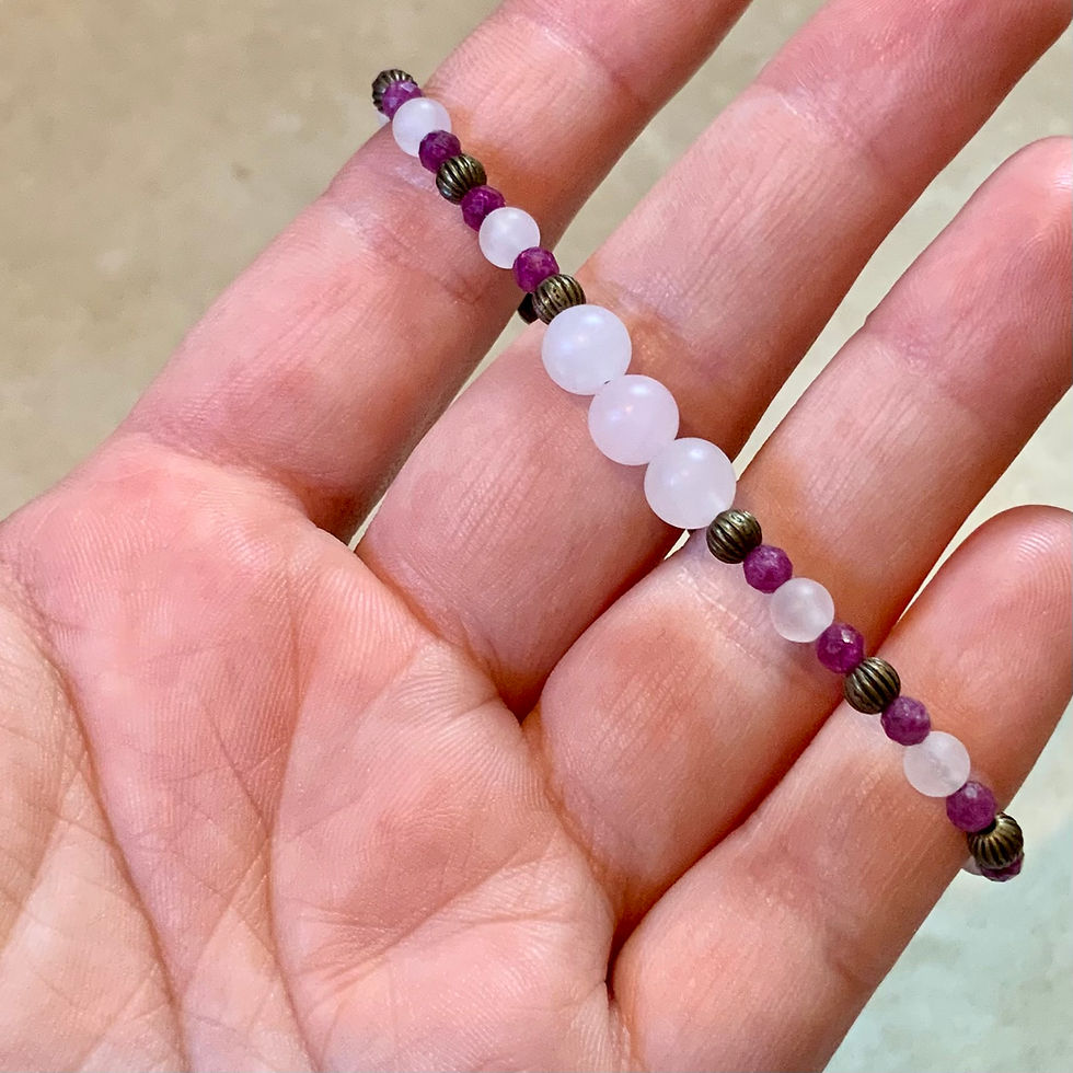 Thumbnail: Ruby rose Quartz Gemstone adjustable bracelet by Sah at Blue Apples metaphysical crystal shop