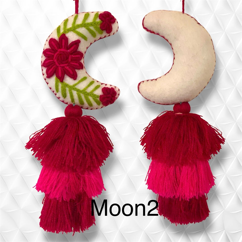 Thumbnail: Cotton ornaments Mexico star heart moon at metaphysical crystal shop Canada