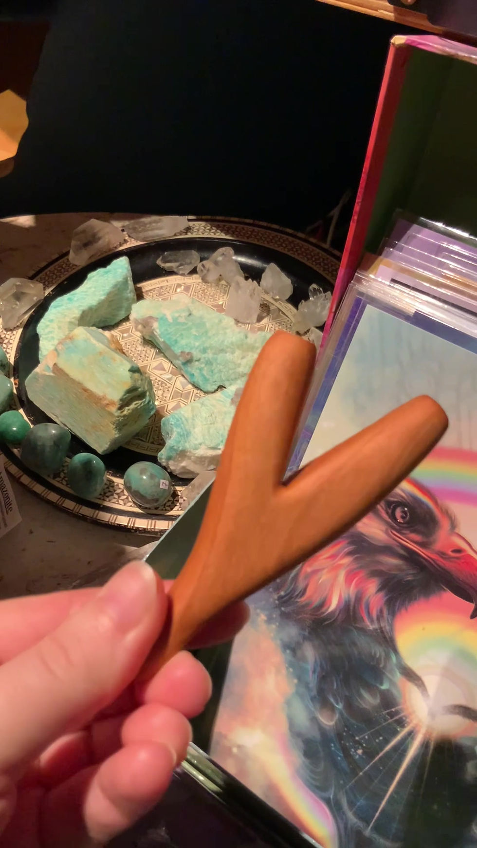 CME Designs carved hardwood Kuripé self-applicator for Hapé by André Nobels at metaphysical crystal shop Canada