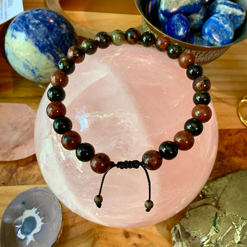 Obsidian Gemstone adjustable bracelet by Sah at Blue Apples metaphysical crystal shop