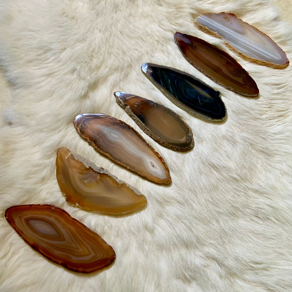 Polished agate slice at metaphysical crystal shop Canada