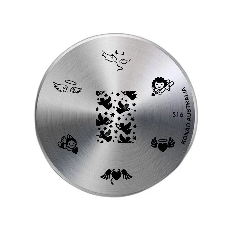 Metal nail art stamping plate with multiple patterns for easy, professional nail designs