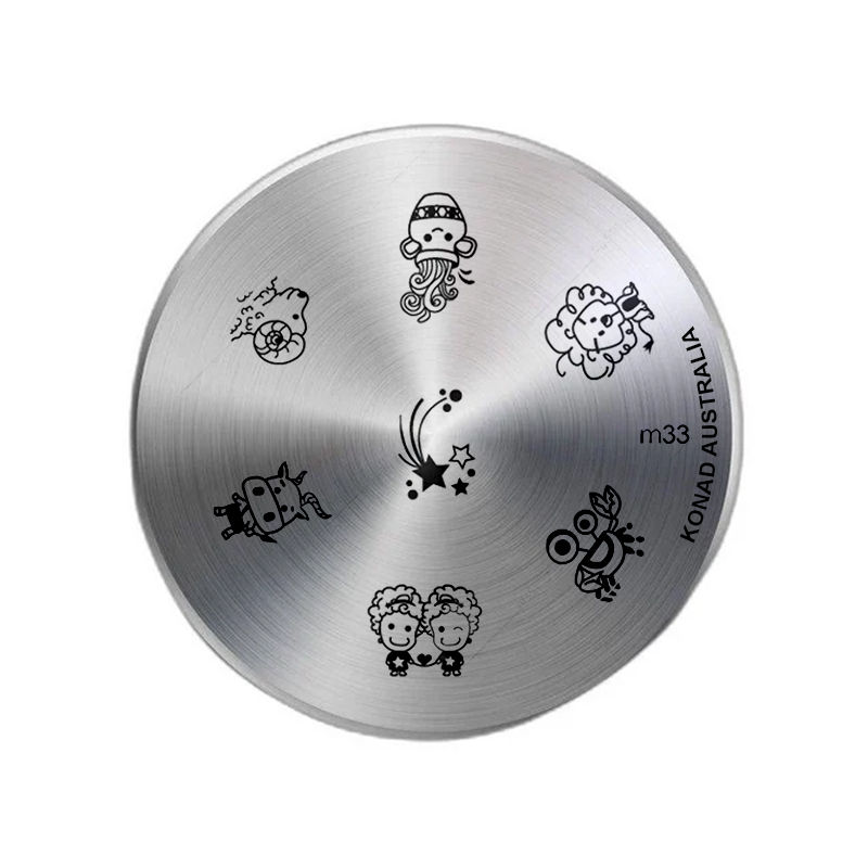 Metal nail art stamping plate with multiple patterns for easy, professional nail designs