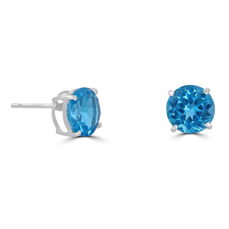 Blue Topaz Solitaire Earrings