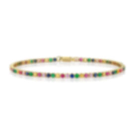 Thin Rainbow Sapphire Tennis Bracelet