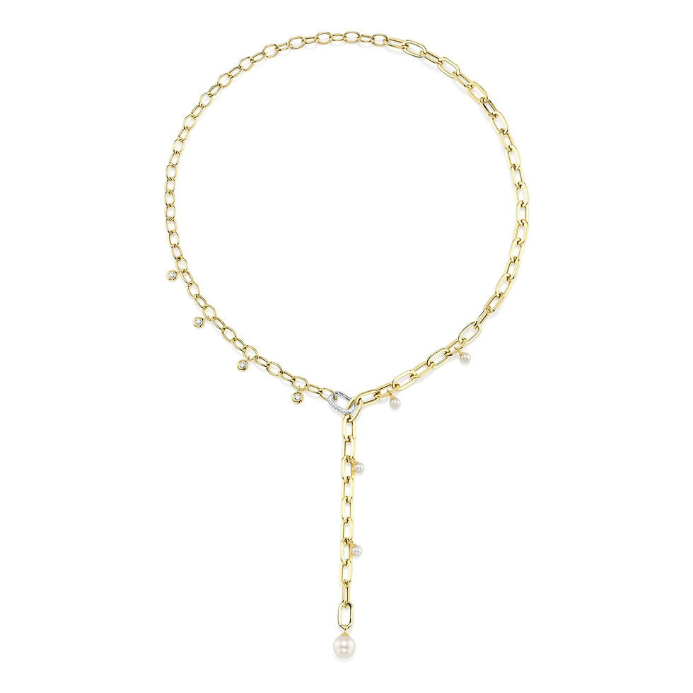 Diamond and Pearl Lariat Necklace