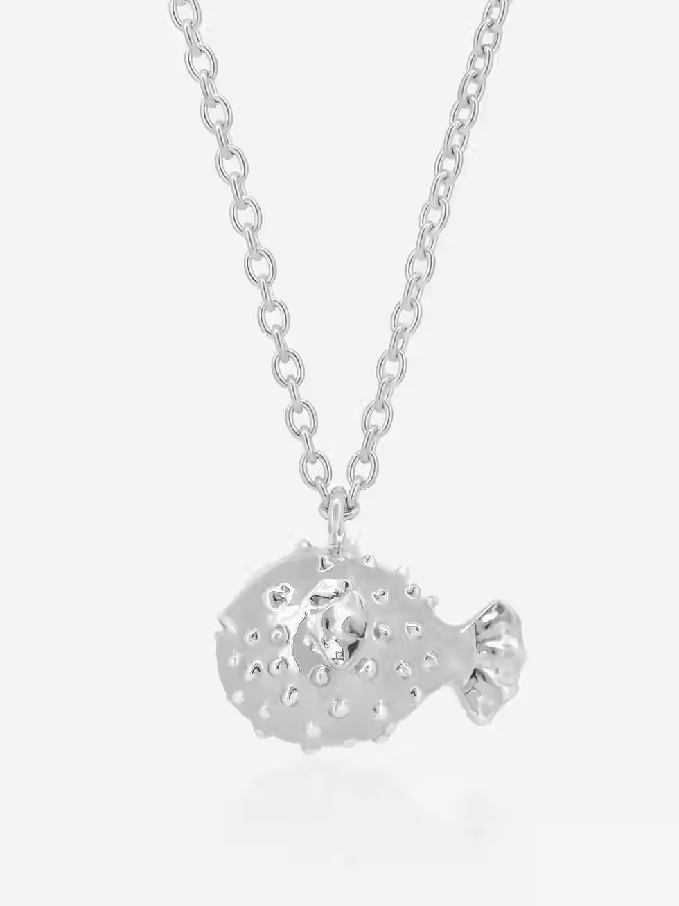 Rimeh Garden Puffer Fish Silver Necklace close up view