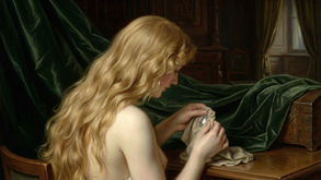 Illustrated image of a woman polishing sterling silver jewelry with a soft cloth