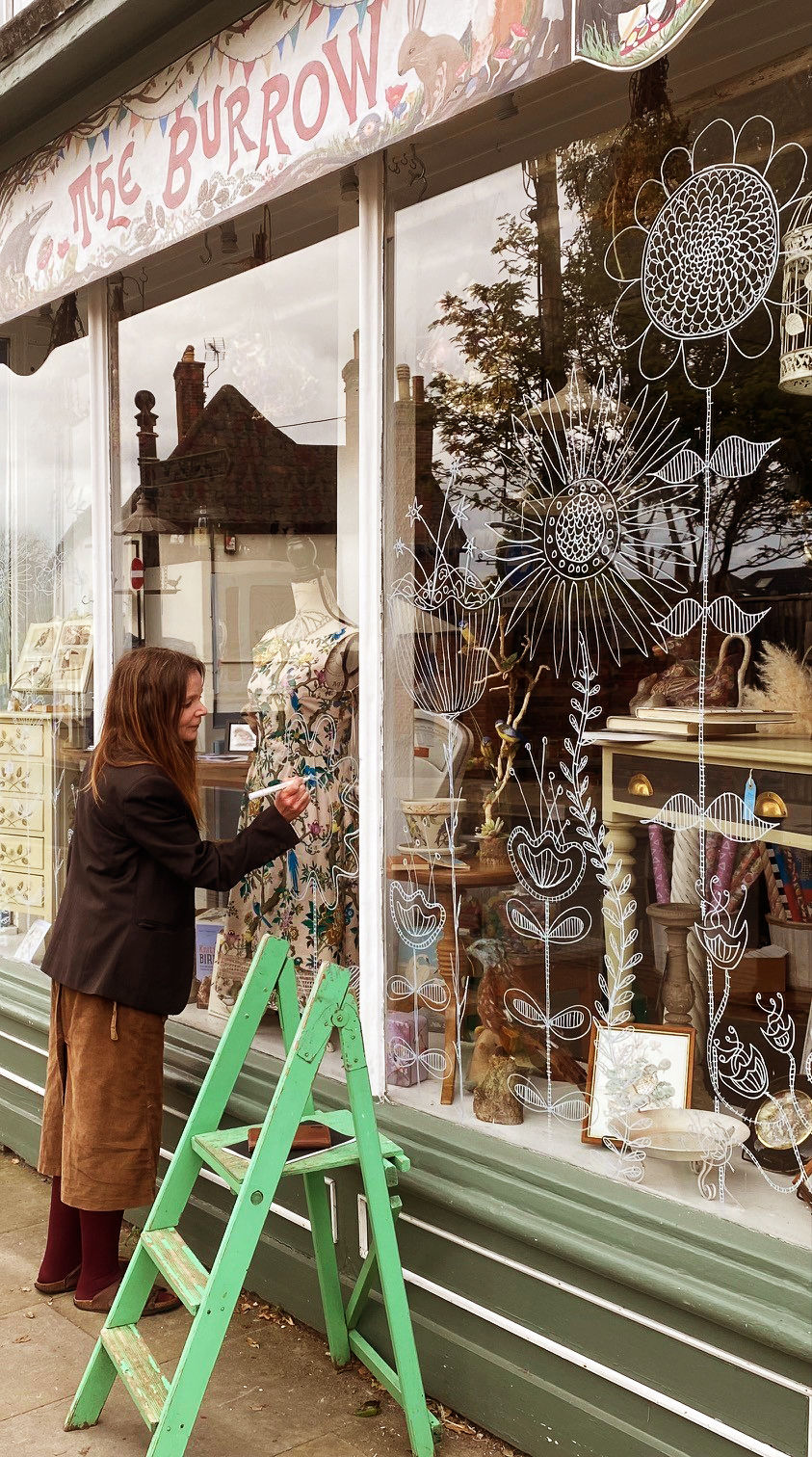 Summer Window Art - The Burrow 24 (artist at work)