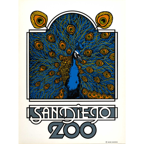 San Diego Zoo poster (with peacock) | Mario Uribe, artist