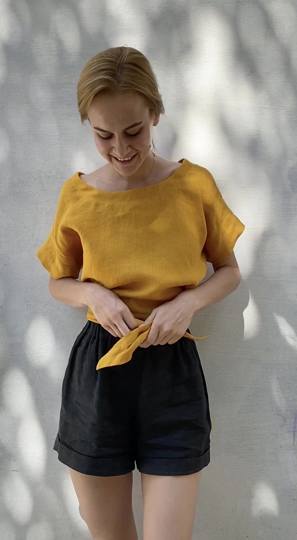 Прев'ю: Топ із льону жовтий шафран