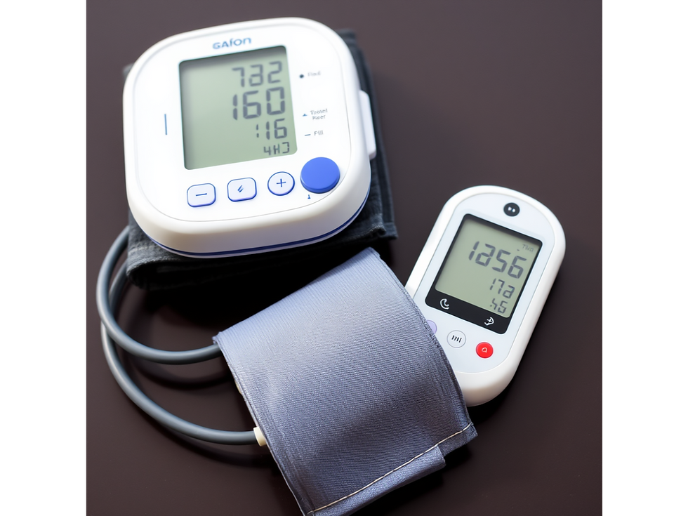 Image of blood sugar monitor and blood pressure cuff