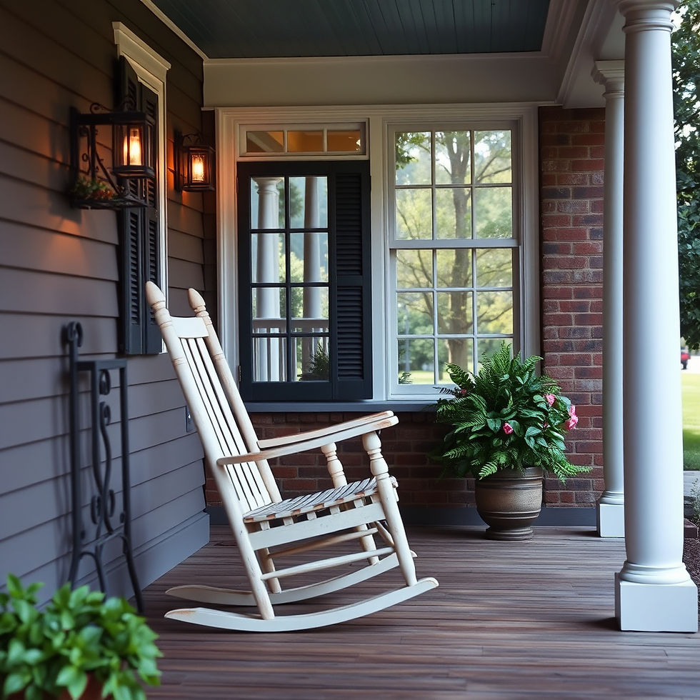 a rocking chair on a porch