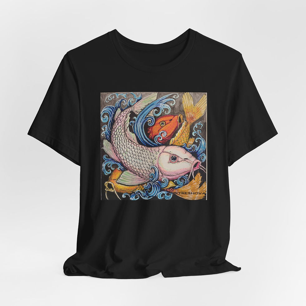 Thumbnail: 3 Koi Art Tee — Colorful Japanese Wave Graphic T-Shirt