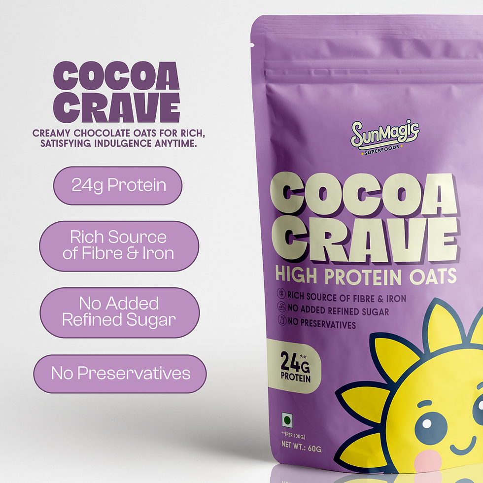 Thumbnail: SunMagic Superfoods Cocoa Crave High Protein Oats | Pack of 6 | 360g (6 x 60g)