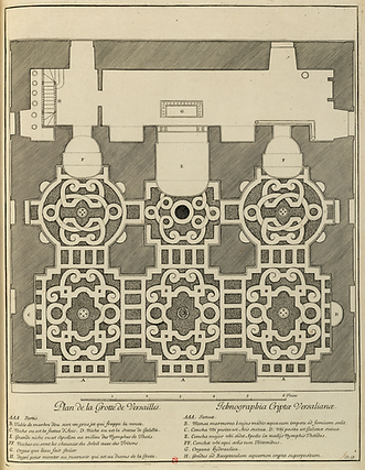 Plan de la grotte, livre de Félibien 1679.png
