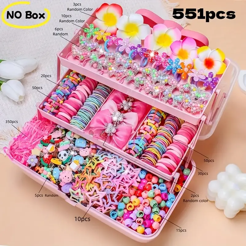 Miniatura: Kit 500/551 Peças Acessórios Cabelo Rosa Dia dos Namorados Infantil Feminino F