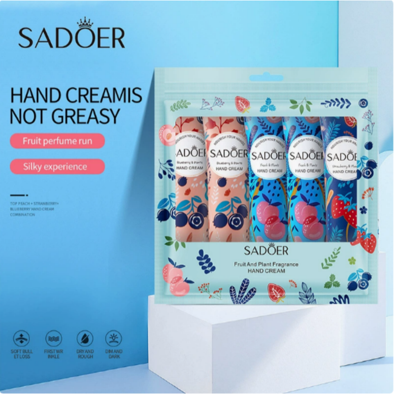 Miniatura: 5Pcs Fruit Plant Hand Cream Set Hidratante Reparador Anti Ressecamento Mãos Mac