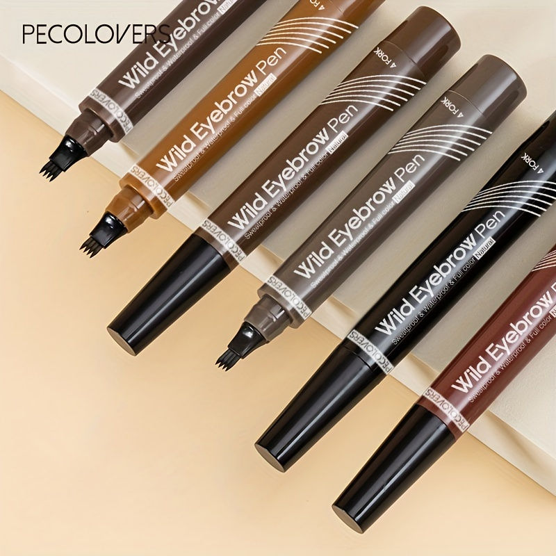 Miniatura: 6 Colors Eyebrow Pen Waterproof 4 Pontas Caneta Sobrancelha Tattoo Líquida Long