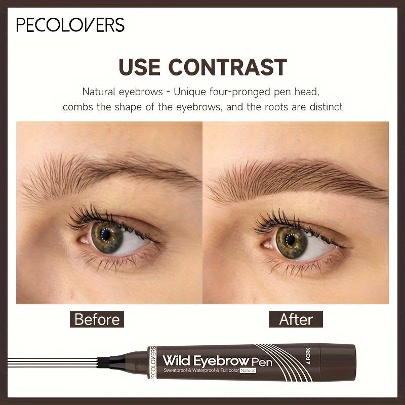 Miniatura: 6 Colors Eyebrow Pen Waterproof 4 Pontas Caneta Sobrancelha Tattoo Líquida Long