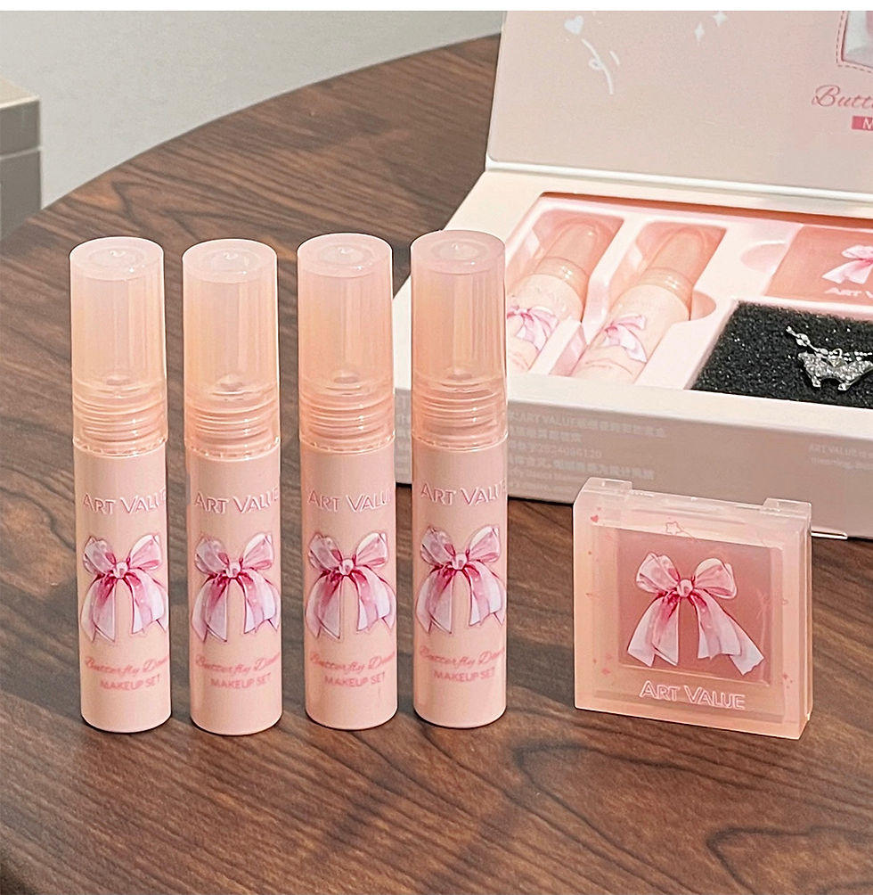 Miniatura: ART VALUE 6Pçs Conjunto de Maquiagem Batom Matte Nude Blush Paleta Colar Presen