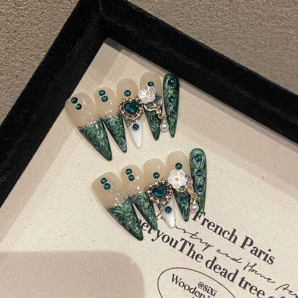 Miniatura: Long Stiletto Press On Nails Azul Coração Strass Laço Unhas Acrílicas Y2K Fa