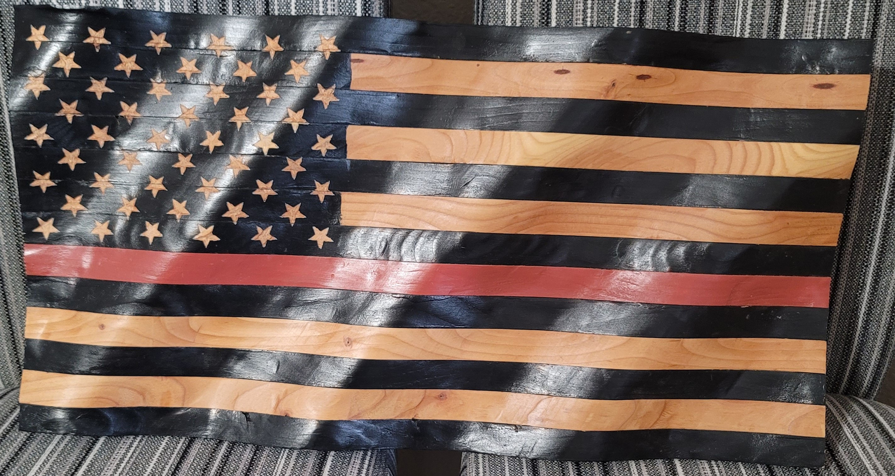 Wooden Wavy Fire Fighter Support Flag