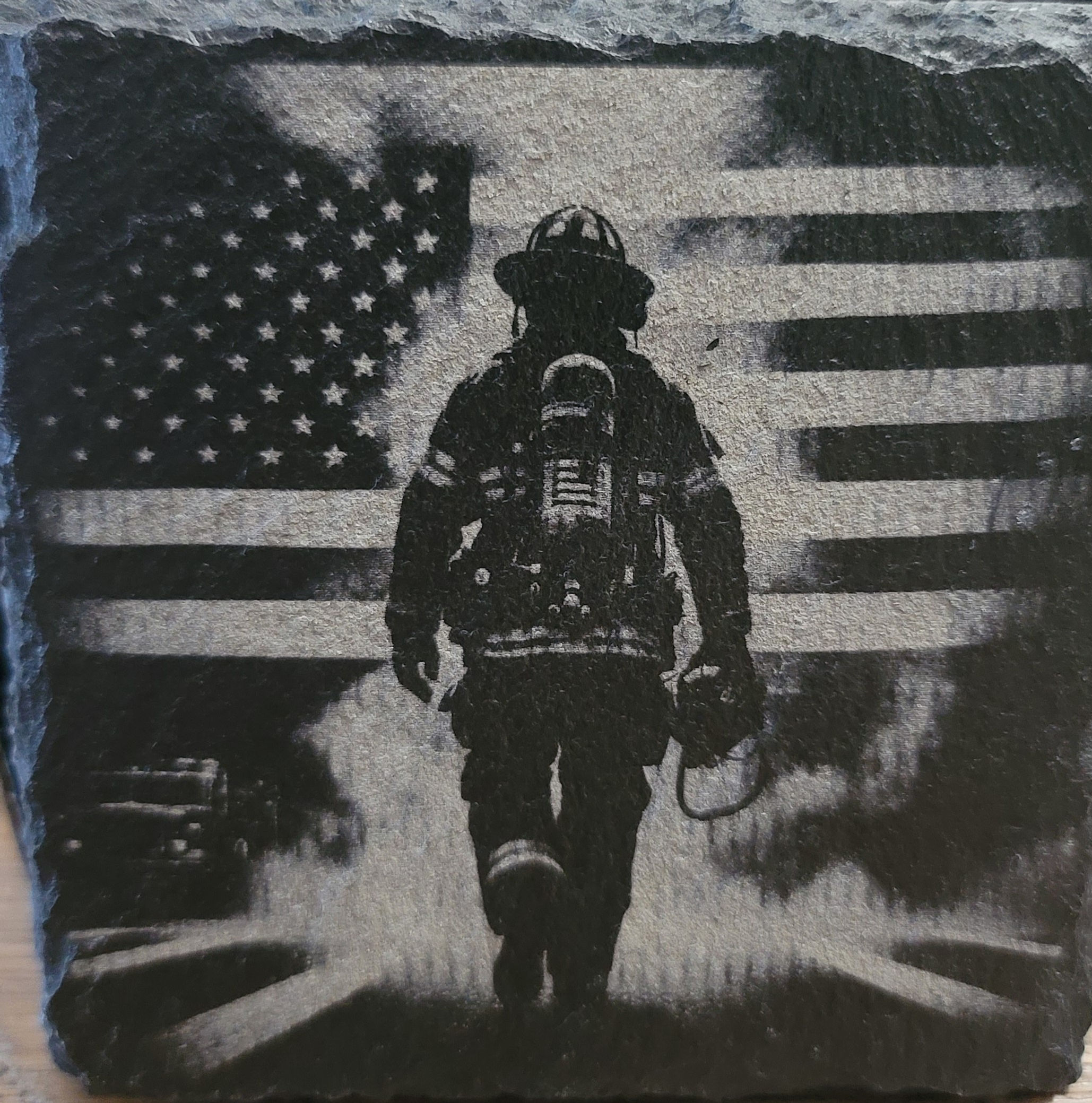 Fire Fighter Slate Coaster