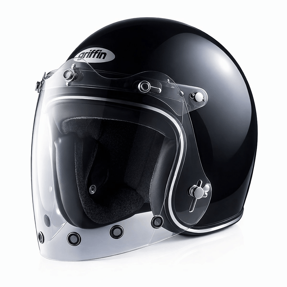 サムネイル： Griffin ジェット ヘルメット フリップアップ アジャスター付きシールド　KIT　黒・白・艶消し黒【グリフィン Jet Star】