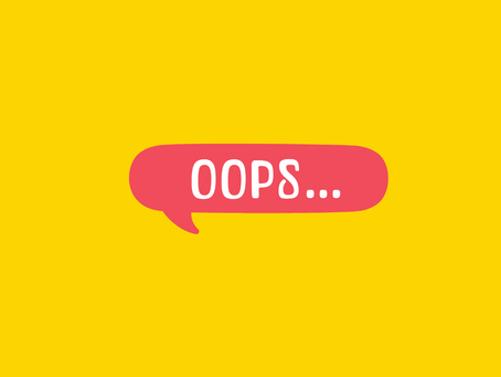 the word oops with a yellow background