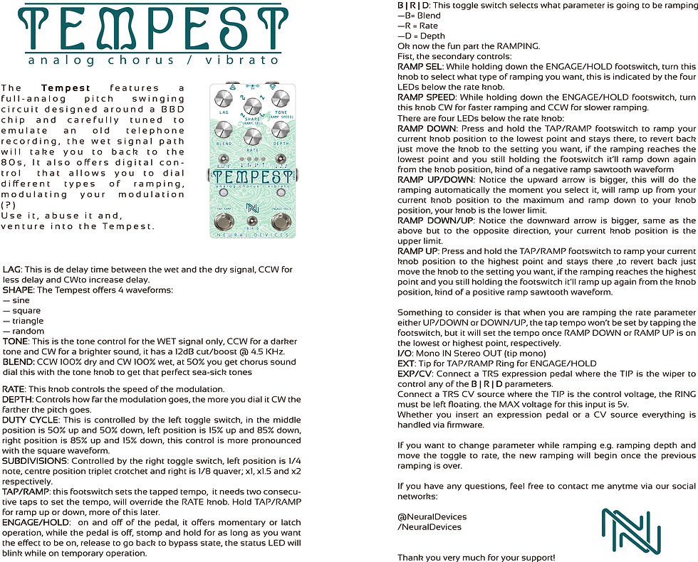 Neural Devices Tempest アナログコーラス Tempest Analog Chorus / Vibrato | NeuralDevices