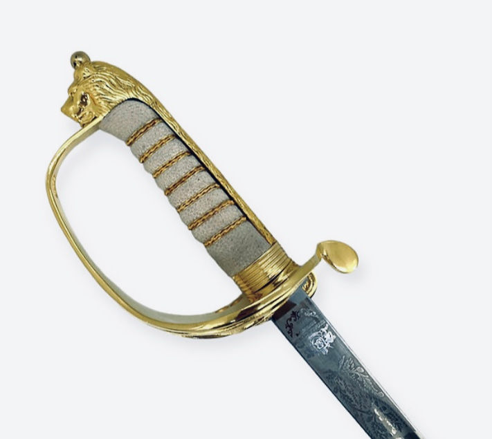 Thumbnail: (The Complete Package) CR III Royal Navy Officers Sword and Scabbard - Brass
