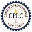 Badge with "CPLC" and torch in center and "Certified Professional Life Coach" circling edges