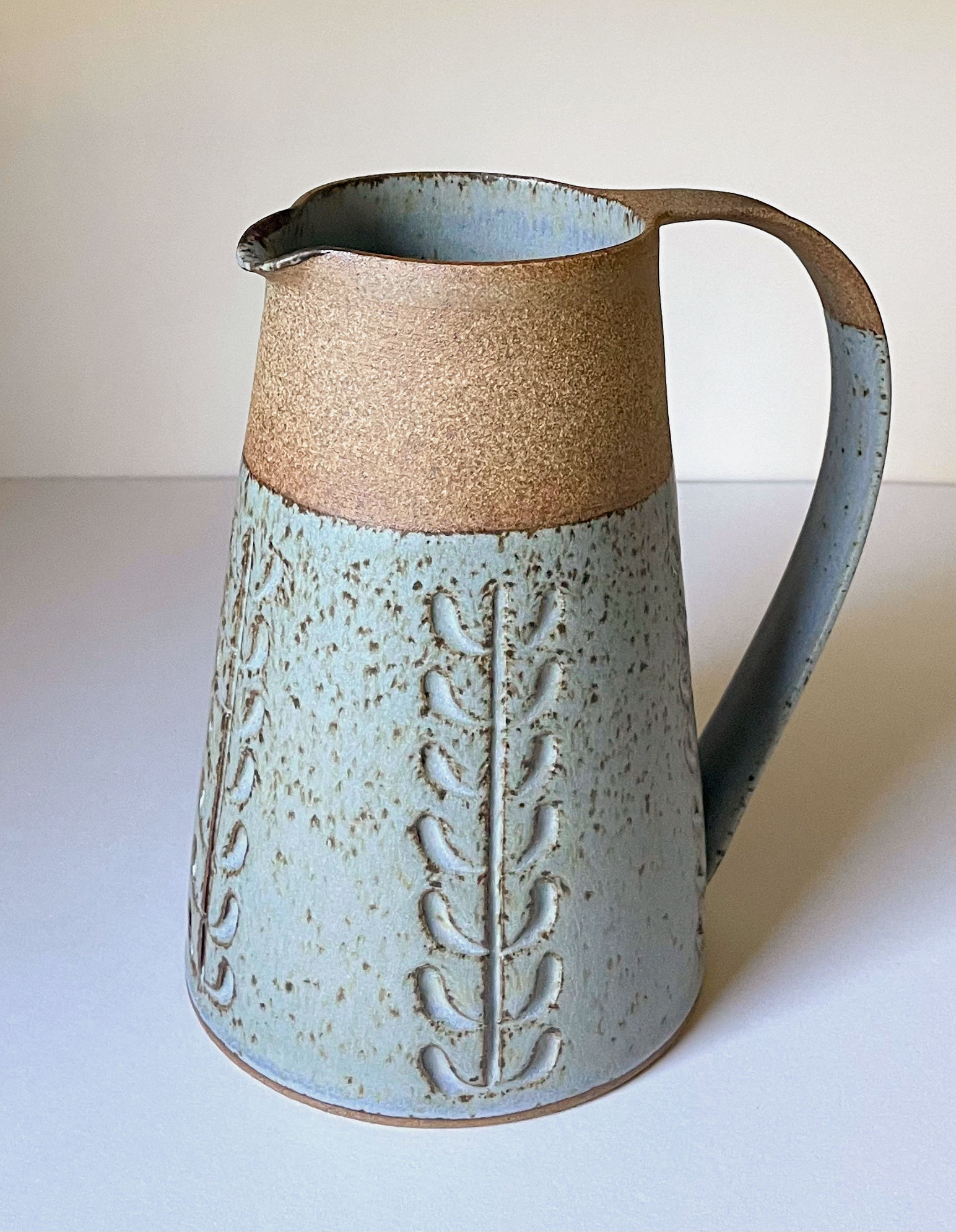 Stoneware jug in cornflower blue