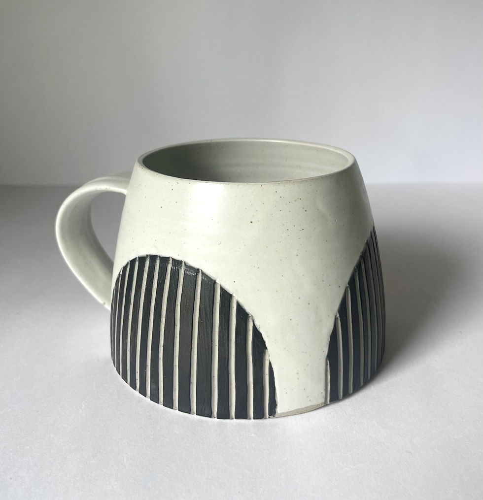 Thumbnail: Stoneware mug with matte white glaze and black  slip ( 2 available)