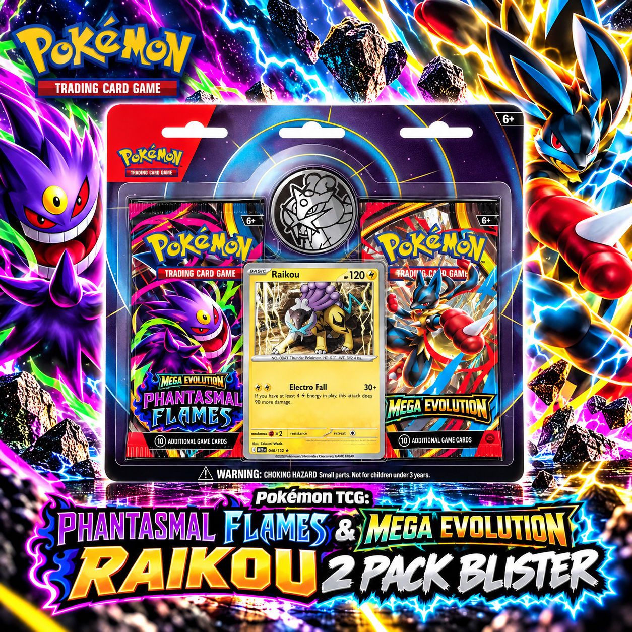 Phantasmal Flames & Mega Evolution Raikou 2 Pack Blister