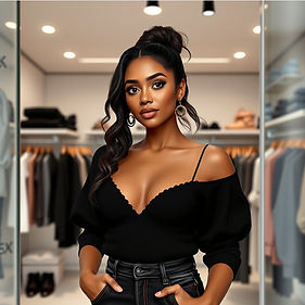 create a black sales women image about my exclusive clothing store.jpg