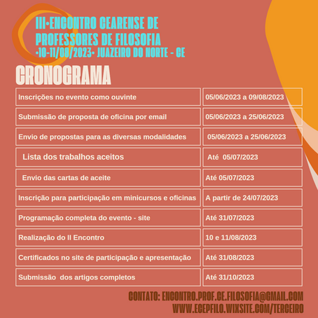 Acompanhe o Cronograma do Evento