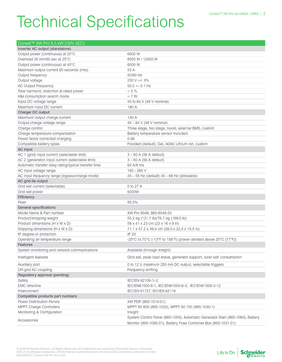 Thumbnail: Schneider Electric Conext XW Pro 8548 Hybrid Inverter/Charger