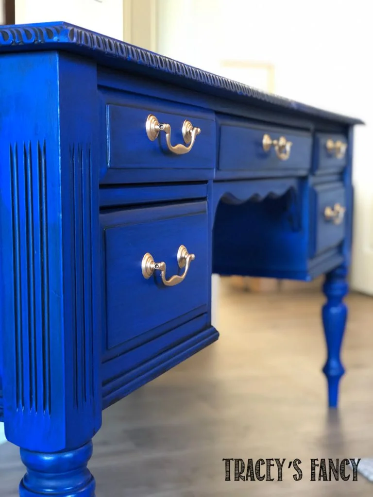 bold cobalt blue desk by Traceys Fancy