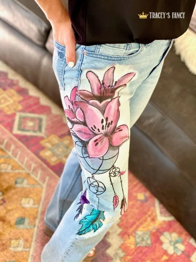 painted denim jeans by Traceys Fancy